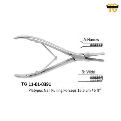 Platypus Nail Pulling Forceps, orthopedic instruments, TGI's own catalog photograph