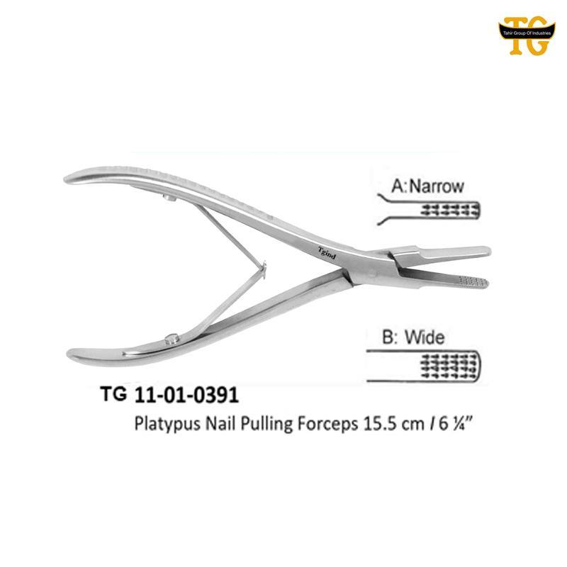 Platypus Nail Pulling Forceps, orthopedic instruments, TGI's own catalog photograph