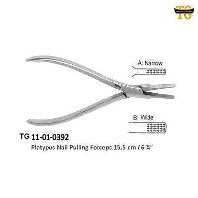Platypus Nail Pulling Forceps, orthopedic instruments, TGI's own catalog photograph