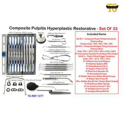 Composite Pulpitis Hyperplastic Restorative - Set Of 33, dental instruments, TGI's own catalog photograph