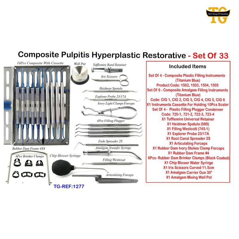 Composite Pulpitis Hyperplastic Restorative - Set Of 33, dental instruments, TGI's own catalog photograph