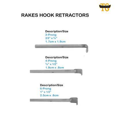 Rakes Hook, surgical instruments, TGI's own catalog photograph