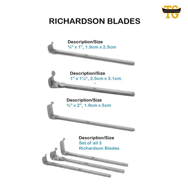 Richardson Blades, surgical instruments, TGI's own catalog photograph