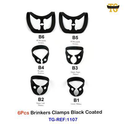 6Pcs Brinkers Clamps Black Coated, dental instruments, TGI's own catalog photograph