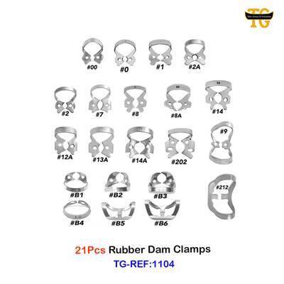 Rubber Dam Clamps, dental instruments, TGI's own catalog photograph