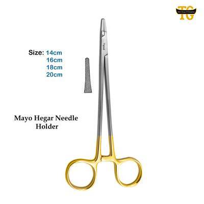 Mayo Hegar Needle Holder, surgical instruments, TGI's own catalog photograph