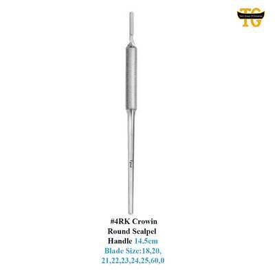 No. 4RK Crowin Round Scalpel Handle, surgical instruments, TGI's own catalog photograph