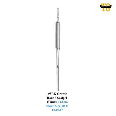 No. 3RK Crowin Round Scalpel Handle, surgical instruments, TGI's own catalog photograph