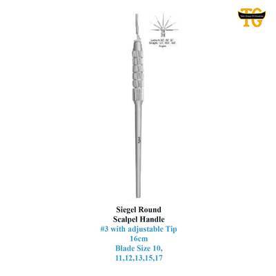 Siegel Round Scalpel Handle, surgical instruments, TGI's own catalog photograph
