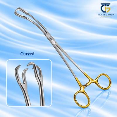Schroeder Tenaculum Forceps Curved, gynecology instruments, TGI's own catalog photograph
