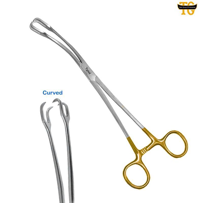 Schroeder Tenaculum Forceps Curved, gynecology instruments, TGI's own catalog photograph
