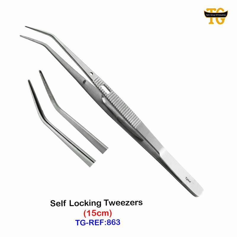 Self Locking Tweezer, dental instruments, TGI's own catalog photograph