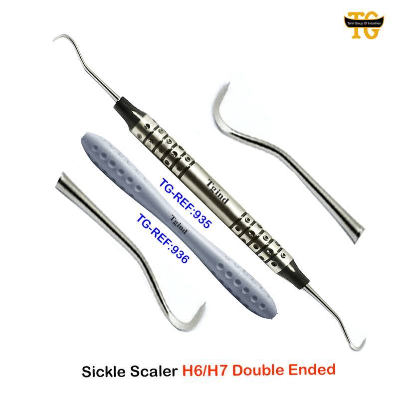 Sickle Scaler, dental instruments, TGI's own catalog photograph