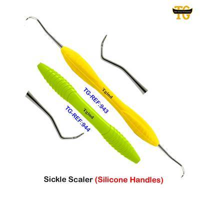 Sickle Scaler, dental instruments, TGI's own catalog photograph