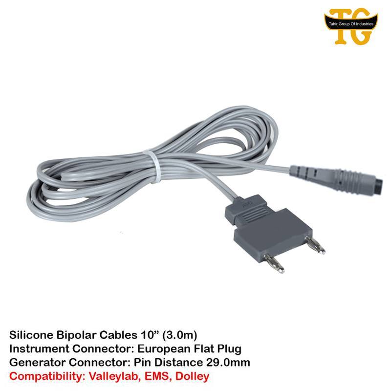 Silicone Bipolar Cable, electrosurgical instruments, TGI's own catalog photograph