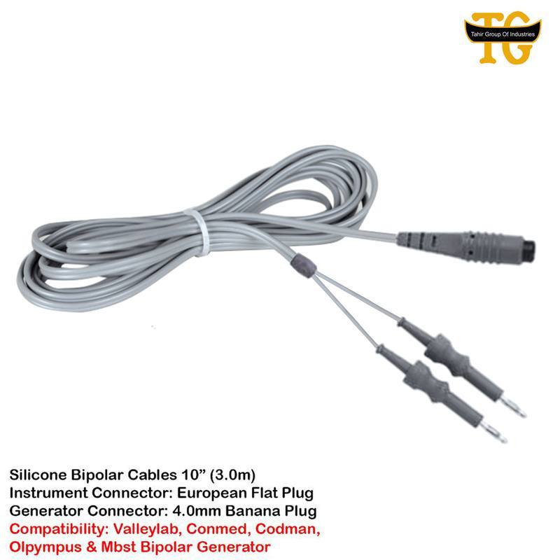 Silicone Bipolar Cable, electrosurgical instruments, TGI's own catalog photograph