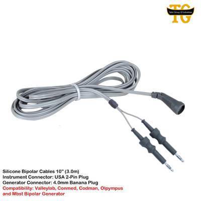 Silicone Bipolar Cable, electrosurgical instruments, TGI's own catalog photograph