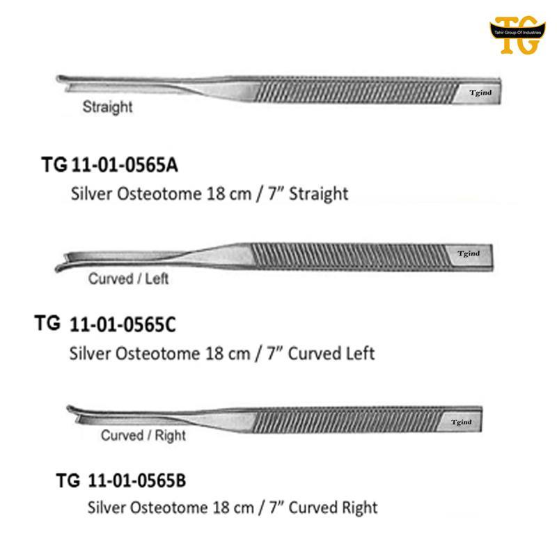 Silver Osteotome, orthopedic instruments, TGI's own catalog photograph