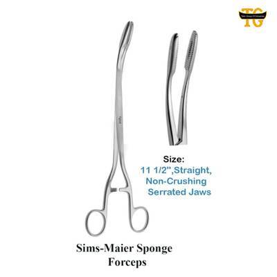 Sima Maier Sponge Forceps, surgical instruments, TGI's own catalog photograph