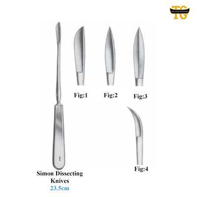 Simon Dissecting Knives, surgical instruments, TGI's own catalog photograph