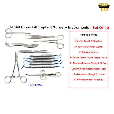Dental Sinus Lift Implant Surgery Instruments, dental instruments, TGI's own catalog photograph