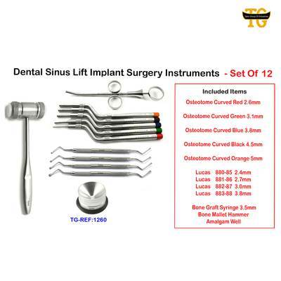 Dental Sinus Lift Implant Surgery Instruments, dental instruments, TGI's own catalog photograph