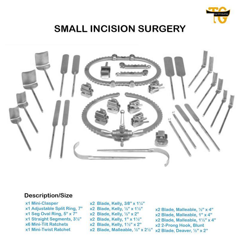 SMALL INCISION SURGERY, surgical instruments, TGI's own catalog photograph