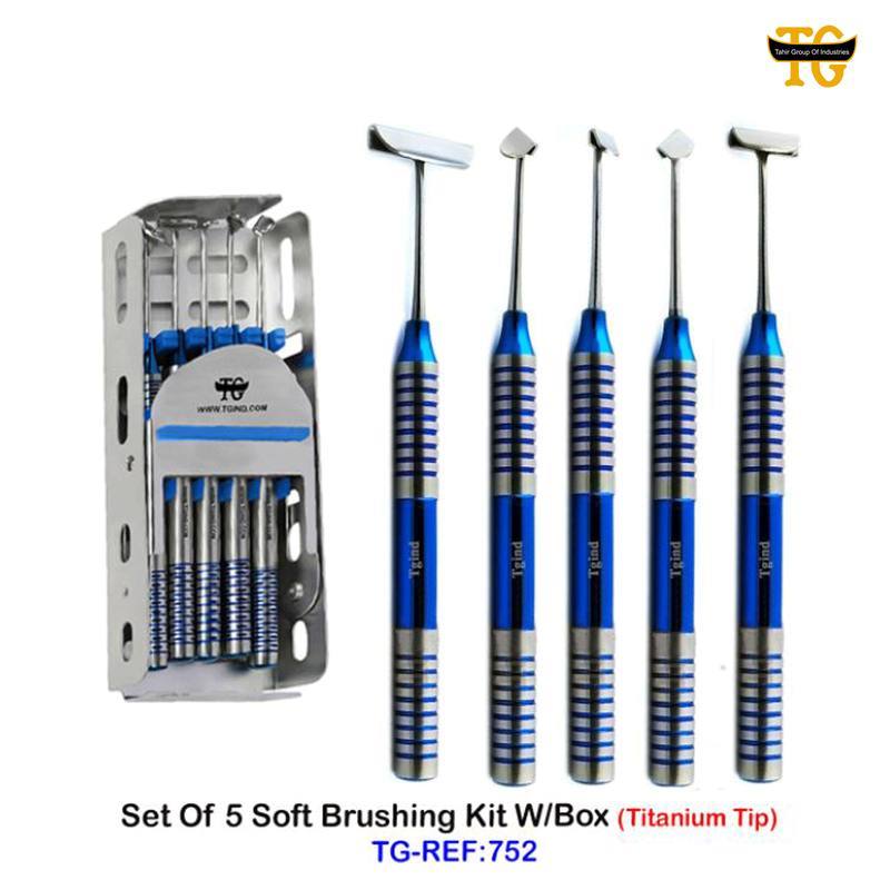 Set Of 5 Soft Brushing Kit W/Box (Titanium Tip), dental instruments, TGI's own catalog photograph