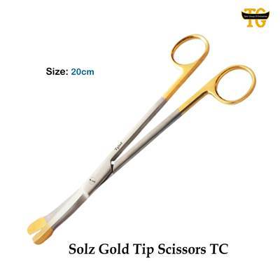 Solz Gold Tip Scissors TC, surgical instruments, TGI's own catalog photograph