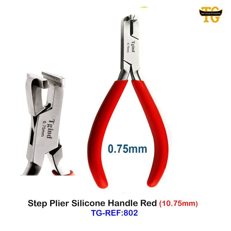 Step Plier Silicone Handle Red, dental instruments, TGI's own catalog photograph
