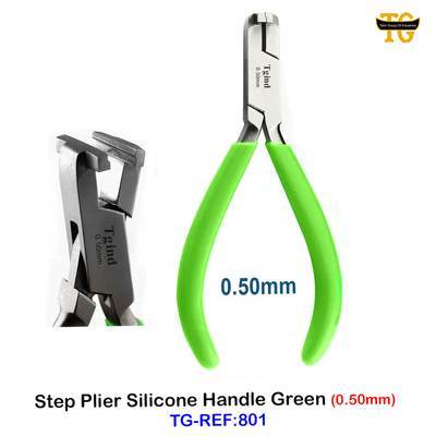 Step Plier Silicone Handle Green, dental instruments, TGI's own catalog photograph