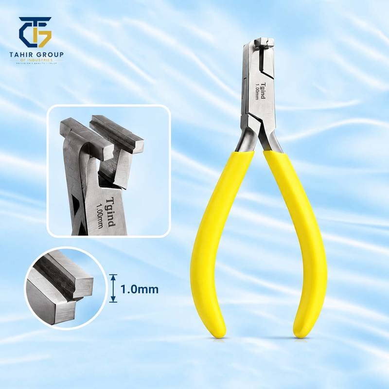 Step Plier Silicone Handle Yellow, dental instruments, TGI's own catalog photograph