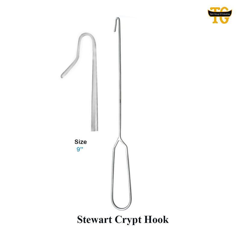 Stewart Crypt Hook, surgical instruments, TGI's own catalog photograph