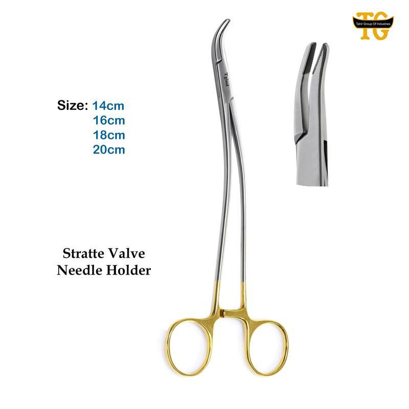 Stratte Valve Needle Holder TC, surgical instruments, TGI's own catalog photograph