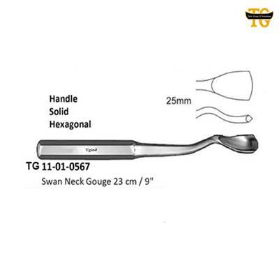 Swan Neck Gouge, orthopedic instruments, TGI's own catalog photograph