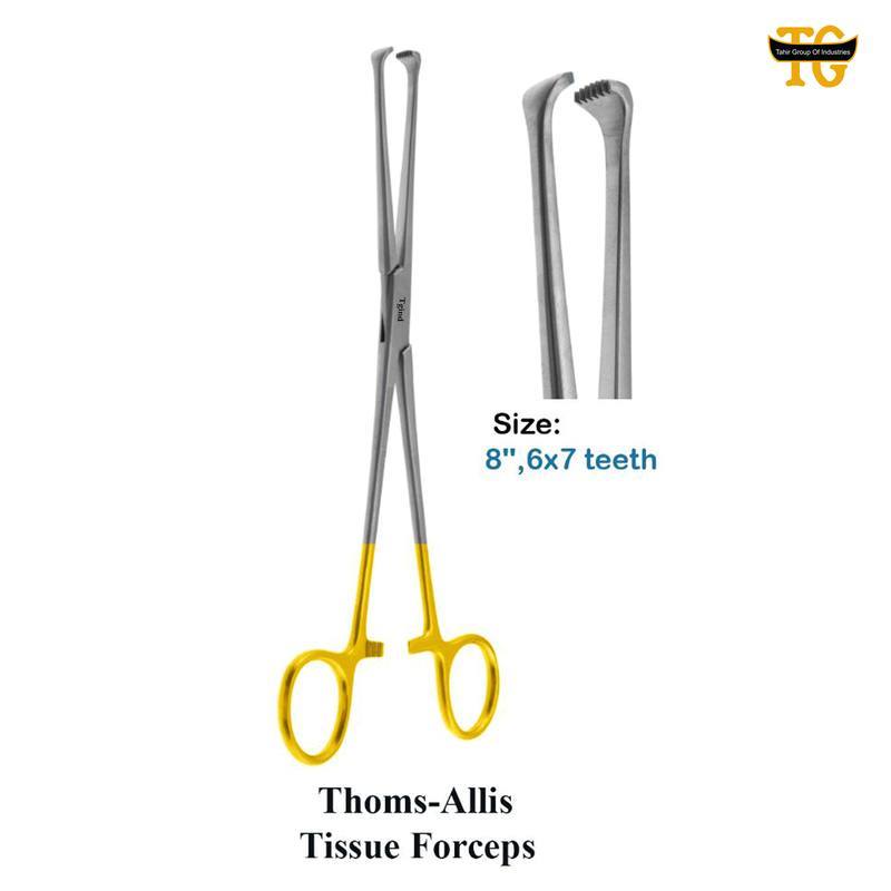 Thomas Allis Tissue Forceps, surgical instruments, TGI's own catalog photograph