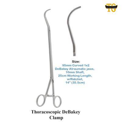 Thoracoscopic Debakey Clamp, surgical instruments, TGI's own catalog photograph