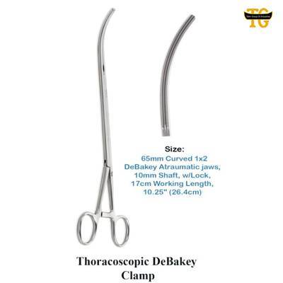 Thoracoscopic DeBakey Clamp, surgical instruments, TGI's own catalog photograph