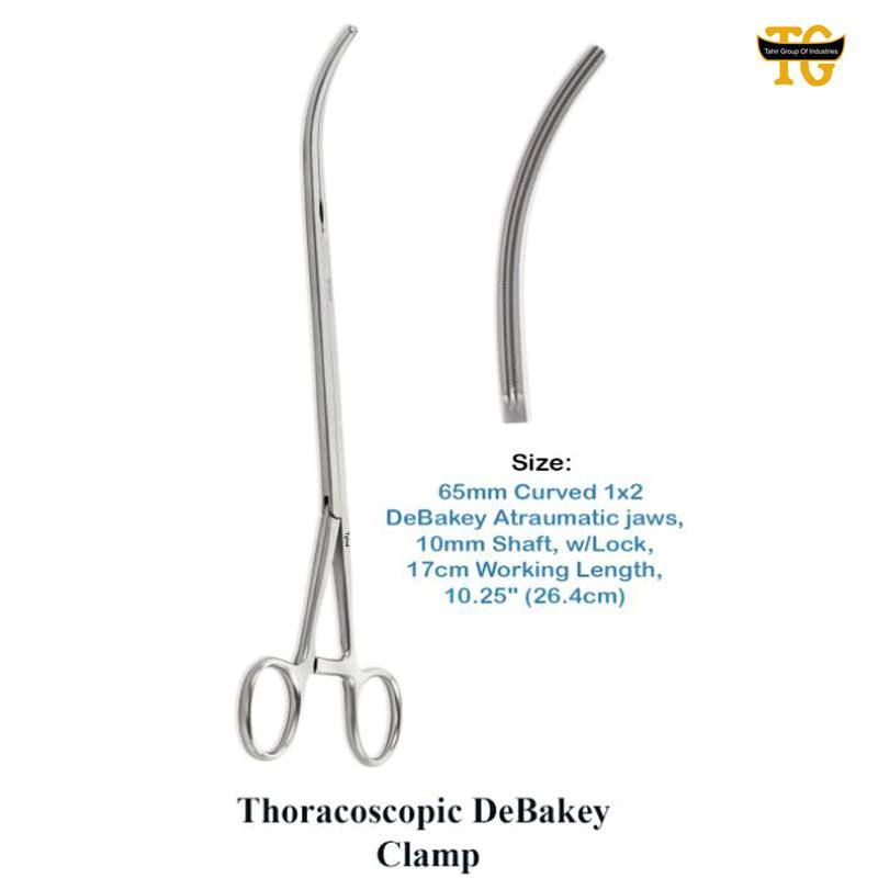 Thoracoscopic DeBakey Clamp, surgical instruments, TGI's own catalog photograph