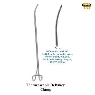 Thoracoscopic DeBakey Clamp, surgical instruments, TGI's own catalog photograph