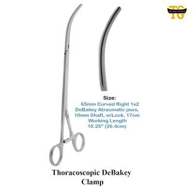 Thoracoscopic DeBakey Clamp, surgical instruments, TGI's own catalog photograph