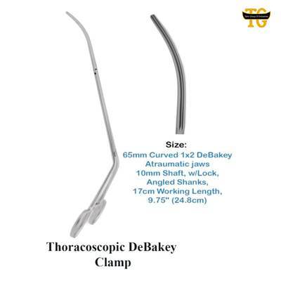 Thoracoscopic DeBakey Clamp, surgical instruments, TGI's own catalog photograph