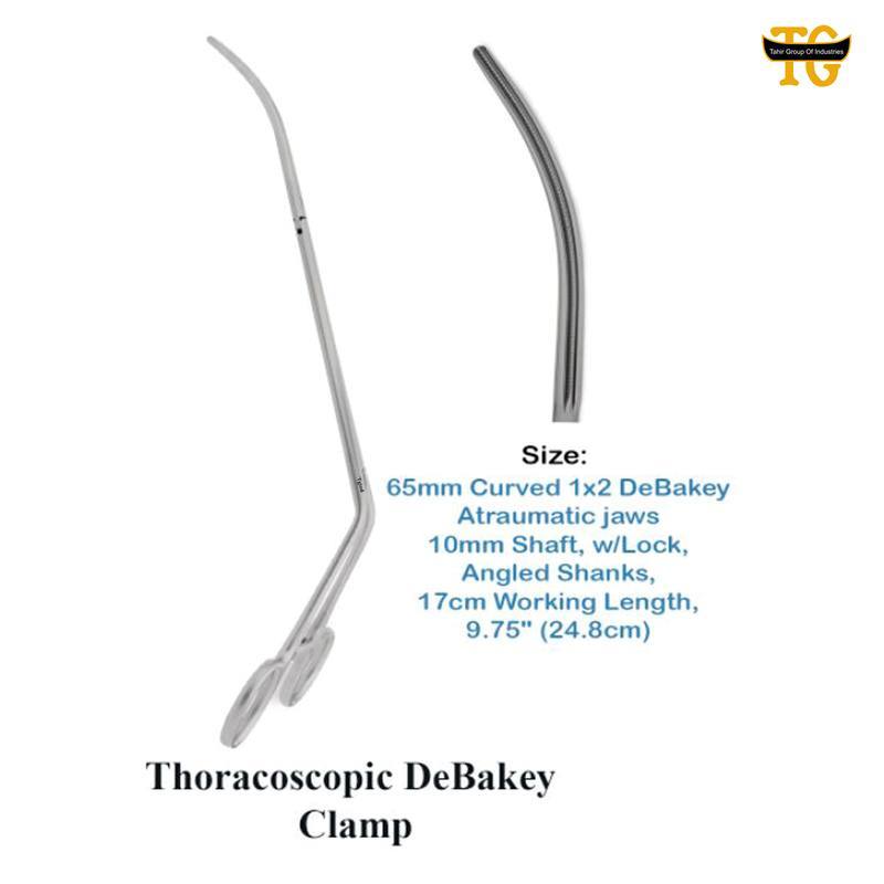 Thoracoscopic DeBakey Clamp, surgical instruments, TGI's own catalog photograph