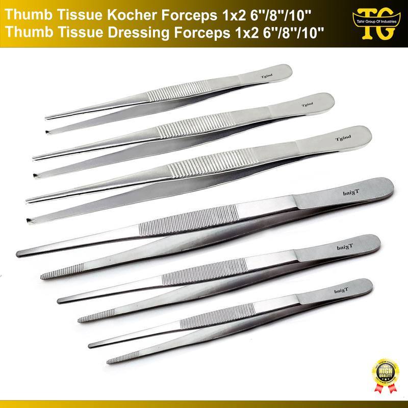 Thumb Dressing Tweezer Set, surgical instruments, TGI's own catalog photograph