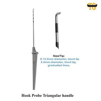 Hook Probe Triangular Handle, surgical instruments, TGI's own catalog photograph