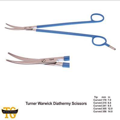 Turner Warwick Scissors Curved, electrosurgical instruments, TGI's own catalog photograph