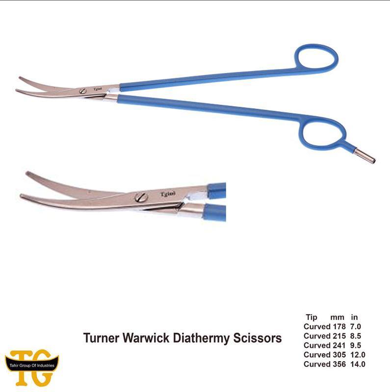 Turner Warwick Scissors Curved, electrosurgical instruments, TGI's own catalog photograph