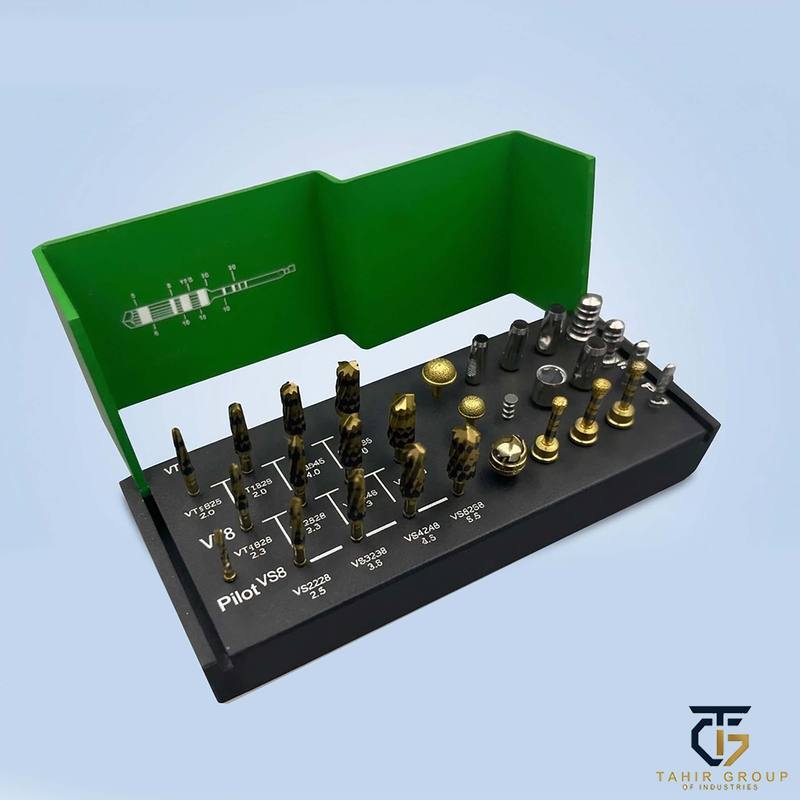 Universal Burs Trephine Drill Kit Green Implantology Set, dental implant kits, TGI's own catalog photograph