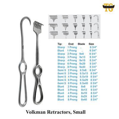 Volkman Retractors, Small, surgical instruments, TGI's own catalog photograph