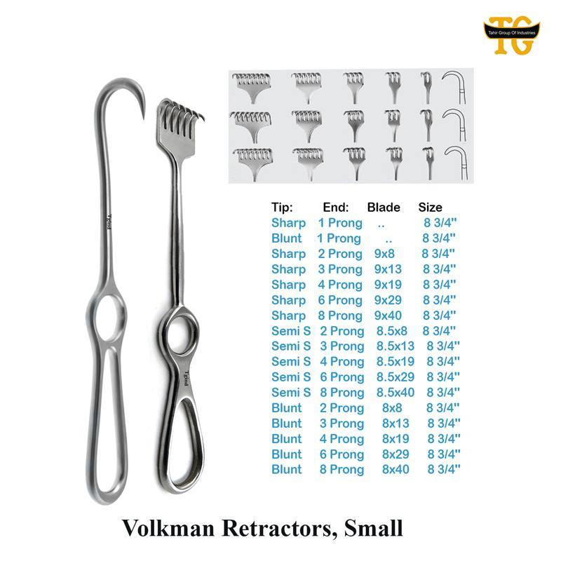 Volkman Retractors, Small, surgical instruments, TGI's own catalog photograph